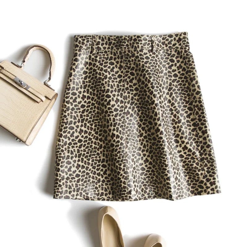

New sheep 100% leather half length skirt in autumn and winter