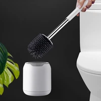 tpr silicone toilet brush wall mounted punch free long handle toilet cleaning brush household items bathroom accessories sets