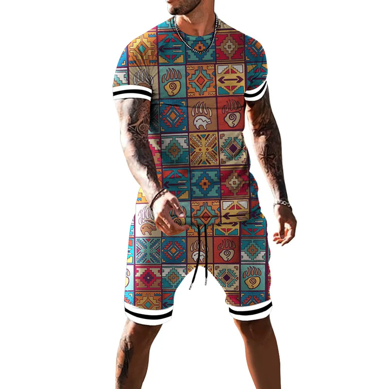 

Men's Suit Summer New 3D Printing Anime T-shirt Shorts 2-Piece Set O-Neck Loose Sportswear S-6XL Hip-Hop Harajuku Streetwear