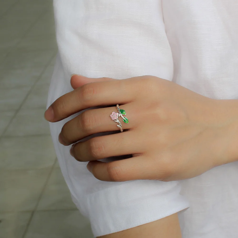 Женское коктейльное кольцо Trustdavis весеннее из стерлингового серебра 925 пробы с