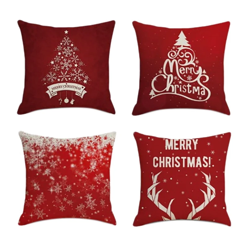 

Christmas Square Pillowcase Home Decor Linen Pillow Cases Cushion Covers for Sofa Car Creativity Pattern Gift 45X45cm