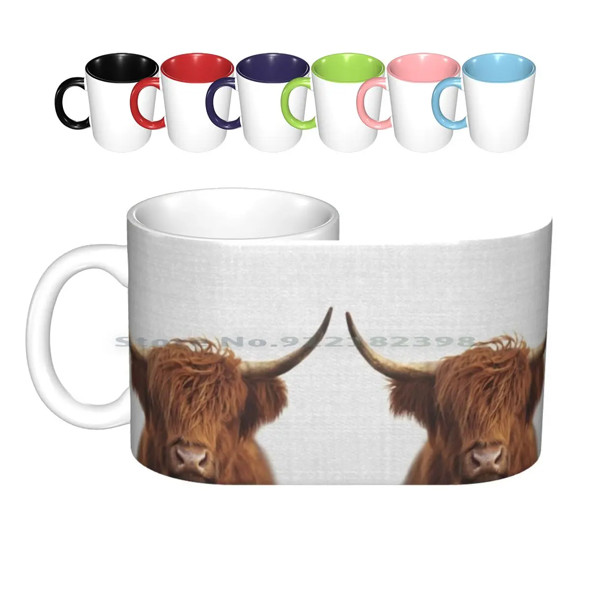 

Керамические кружки Highland с изображением коровы, кофейные чашки, кружка для молока и чая, животные, животные, дикая природа, детский современный Минимализм