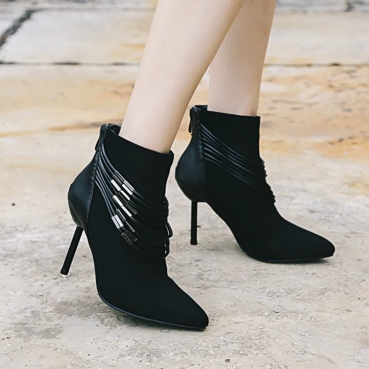 

Fashion Black Boots Women Heel Spring Autumn Lace-up Soft Leather Platform Shoes Woman Party Ankle Boots High Heels Punk