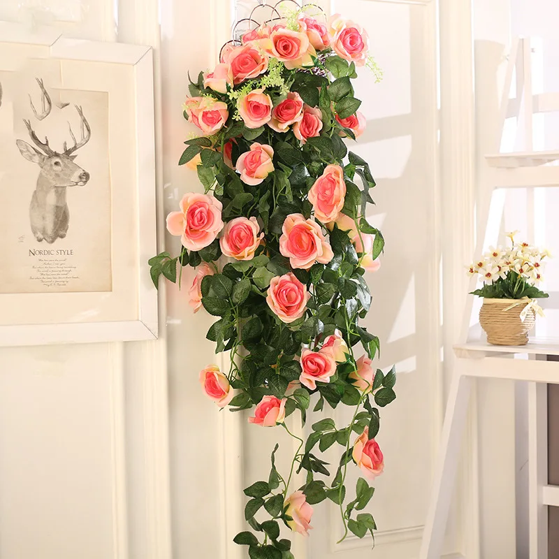 1 букет искусственных цветов украшение в виде лианы настенные подвесные розы