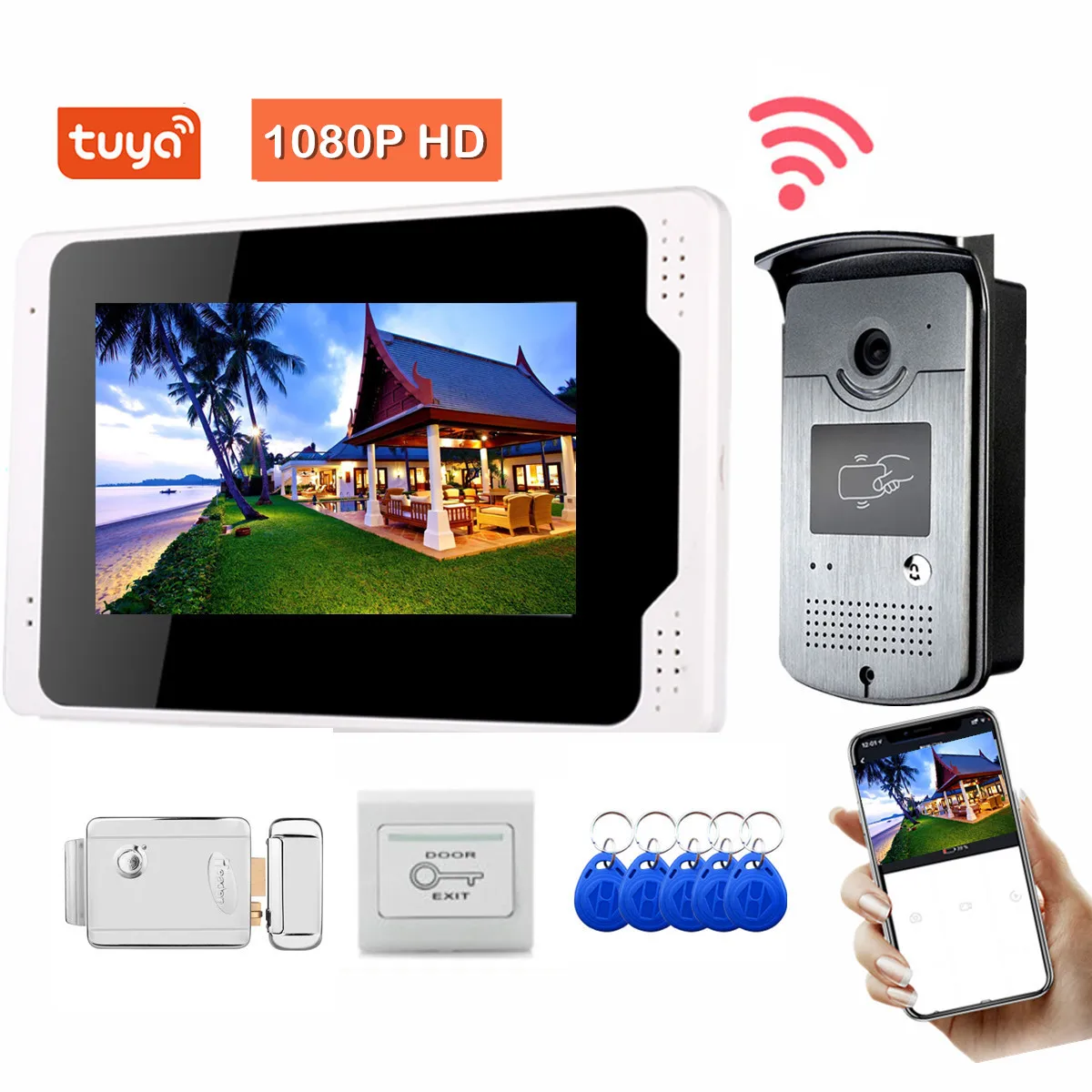 Видеодомофон с Wi-Fi беспроводная камера для входной двери умный сенсорный экран hd