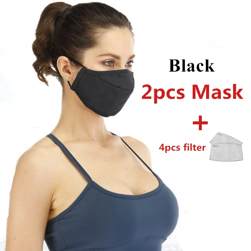 2 шт. большой Размеры хлопок PM2.5 маска для лица многоразовая угольный фильтр