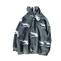 hot sales%ef%bc%81%ef%bc%81%ef%bc%81new arrival men autumn sharks print long sleeve drawstring hoodie plush thick sweatshirt