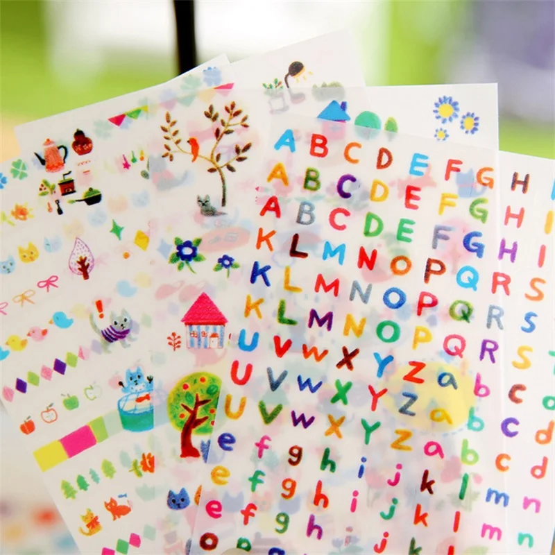 6 листов/набор креативные прозрачные кавайные наклейки из ПВХ милый Фотоальбом