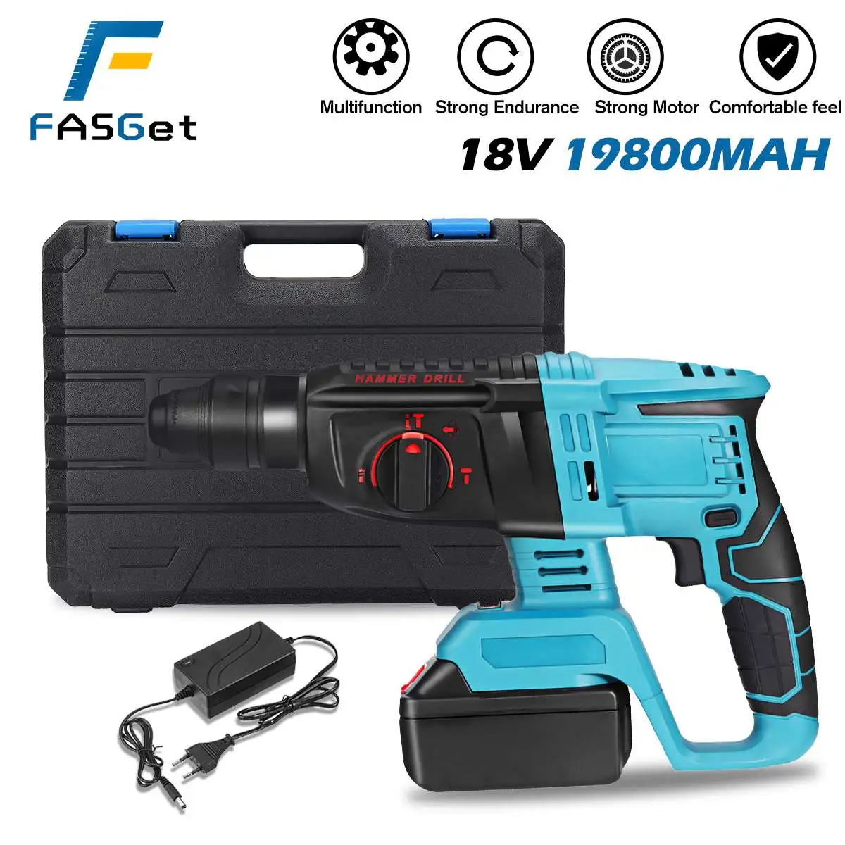 Бесщеточный Электрический вращающийся молоток FASGet 1250 об/мин перезаряжаемый