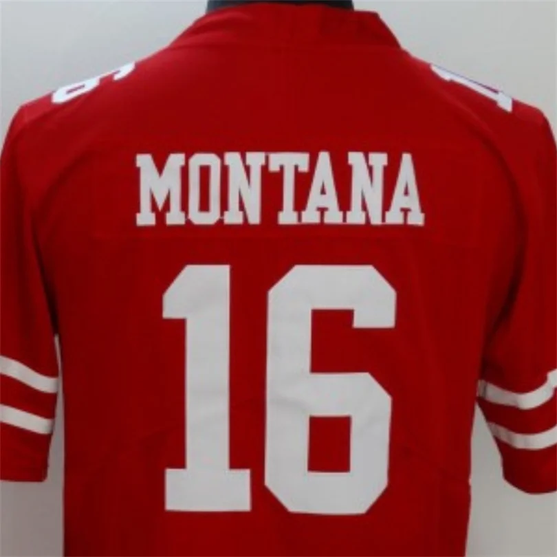 

American Stitch Montana 16 Red And White Embroidery 49ers Football Jersey For Mens S,M,L,XL,XXL,XXXL