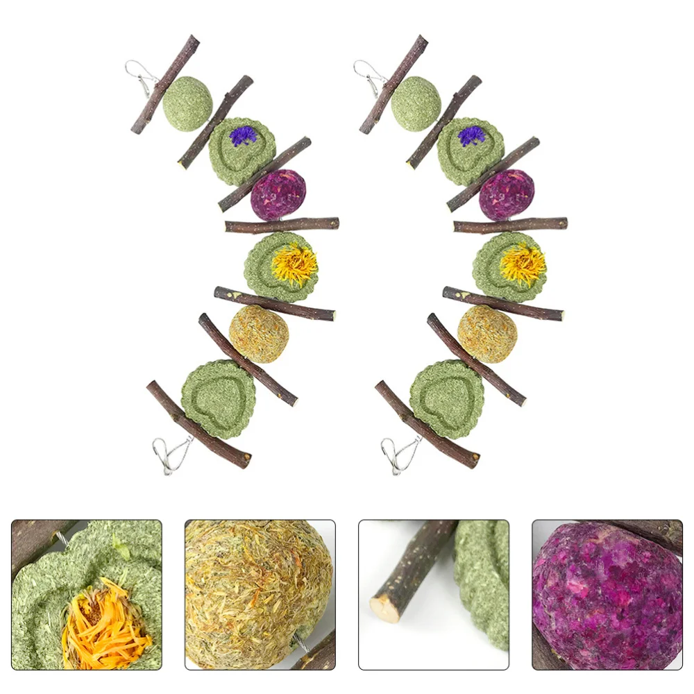 

2Pcs Rabbit Teeth Grinding Grass Cakes Strings Molar Toys for Hamster Rabbit