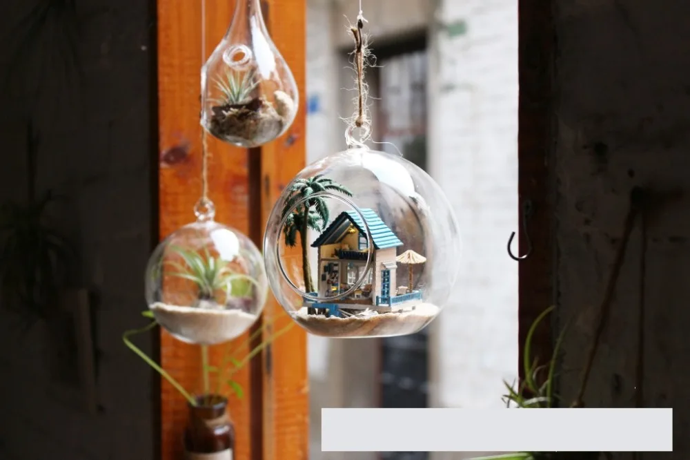 

Doll House Model Kits New DIY Glass Ball with LED Light Wooden Miniature Assembling Dollhouse Toy Creative Xmas gift