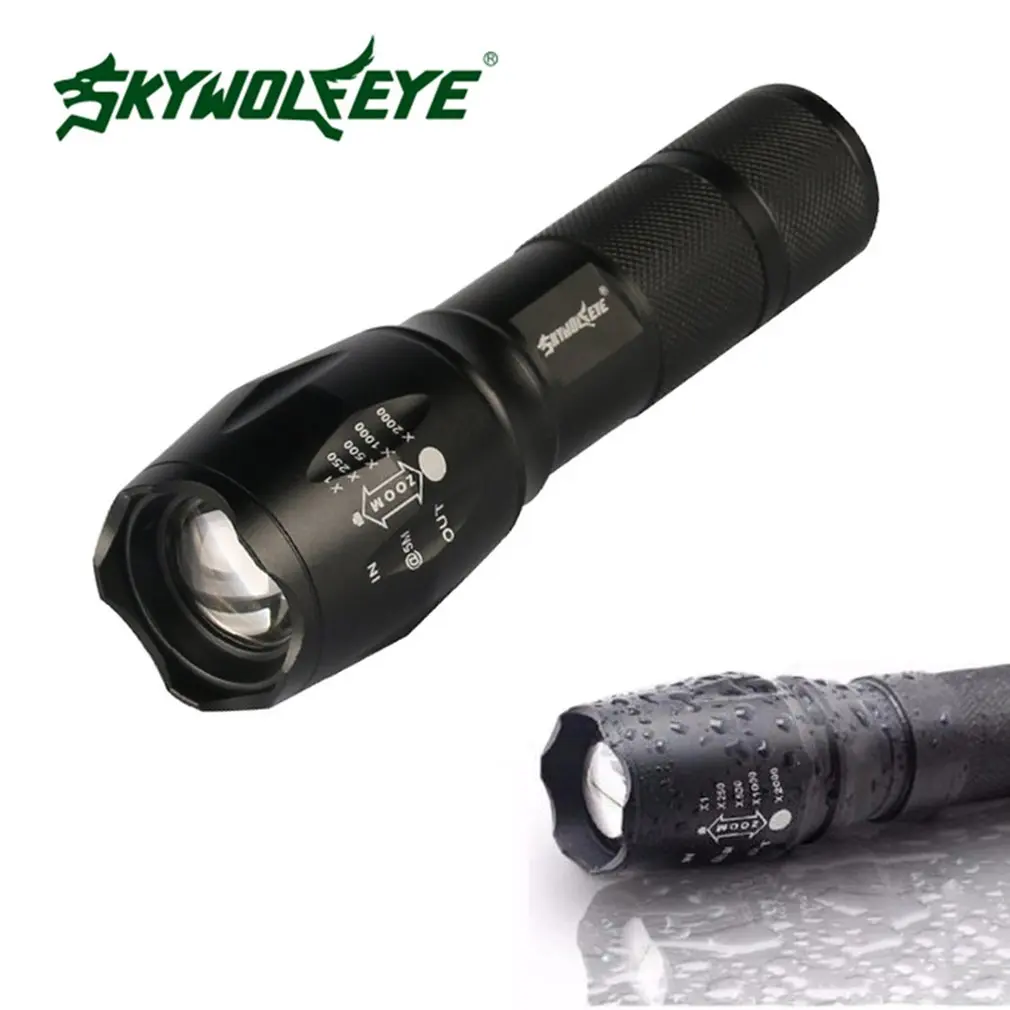 T6 LED Tactical Flashlight Torch Zoomable 50000lm 5 Modes for 18650 Telescopic Zoom | Спорт и развлечения
