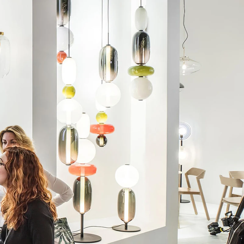 

Glass Ball Led Pendant Lamp Nordic Creative Color Candy Pendant Lights Bedside Bar Cafe Hanging Lamp Cartoon Home Decor Fixtures