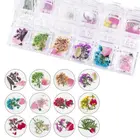 12 ячееккоробка, Хрустальный эпоксидный наполнитель, сухие цветы, смешанные наклейки для ногтей, украшения из смолы, материал для наполнения, рукоделие, изготовление ювелирных изделий, сделай сам