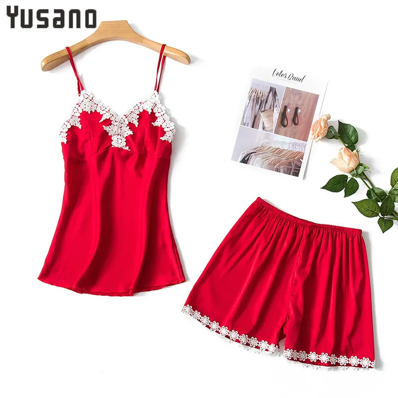 Пижамный комплект женская летняя Домашняя одежда топ без рукавов и шорты костюм