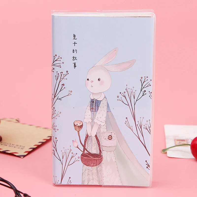 

Classic Hardcover Notebook for Daily Record Cute Journal Elementary School Students Transparent Plastic Sleeve Waterprof 3.3*5.9