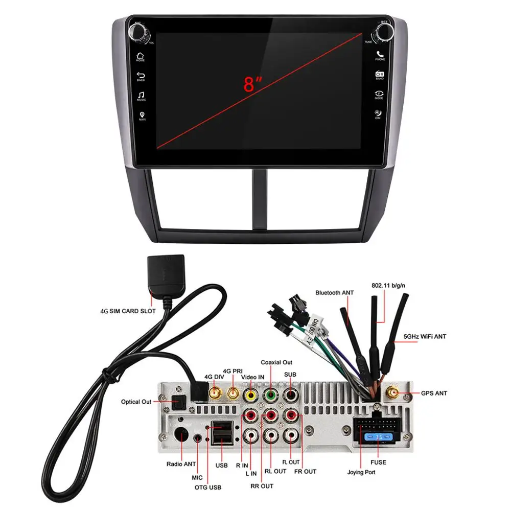 

8"Car Android 10 Radio Auto Multimedia Player Tape Recorder GPS Navigation For Subaru Forester 2008 2012 WIFI 4G DSP Carplay