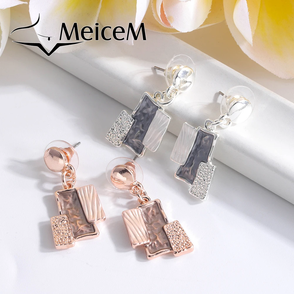 

MeiceM Women's Fashion Alloy Jewelry Earring Enamel Drop Earring 2021 New Designer Geometric Dangle Earrings for Wedding Party