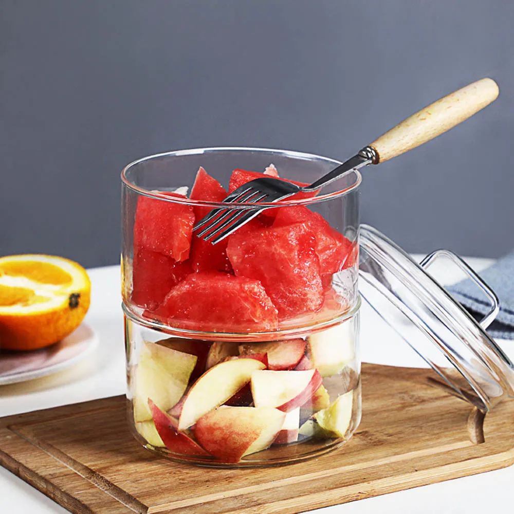 Heat Resistant Glass Bowl Stackabe Round Fruit Salad Bowls Clear Kitchen Food Storage Container | Дом и сад