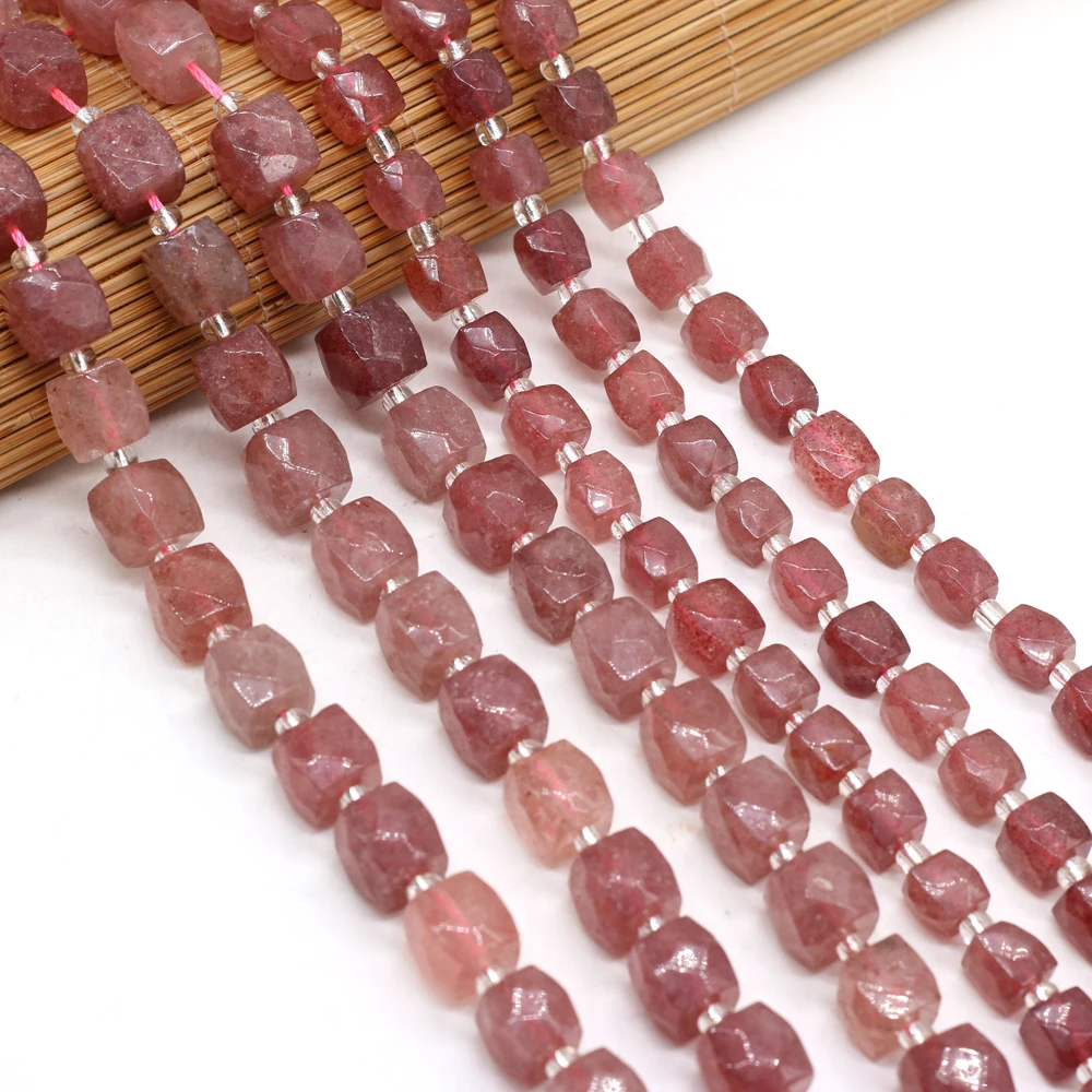 

Натуральный камень, полудрагоценный камень, прямоугольник, клубника, кристалл, бисер, сделай сам, женское ожерелье, браслет, изготовление юв...