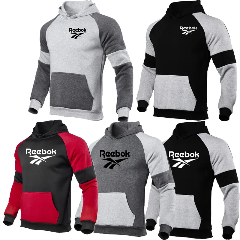 Casual Men Patchwork Hoodies Fashion Hooded Sweatshirt Coat Male Winter Spring Black Red Streetwear Tracksuit Man Hoody Pullover | Мужская