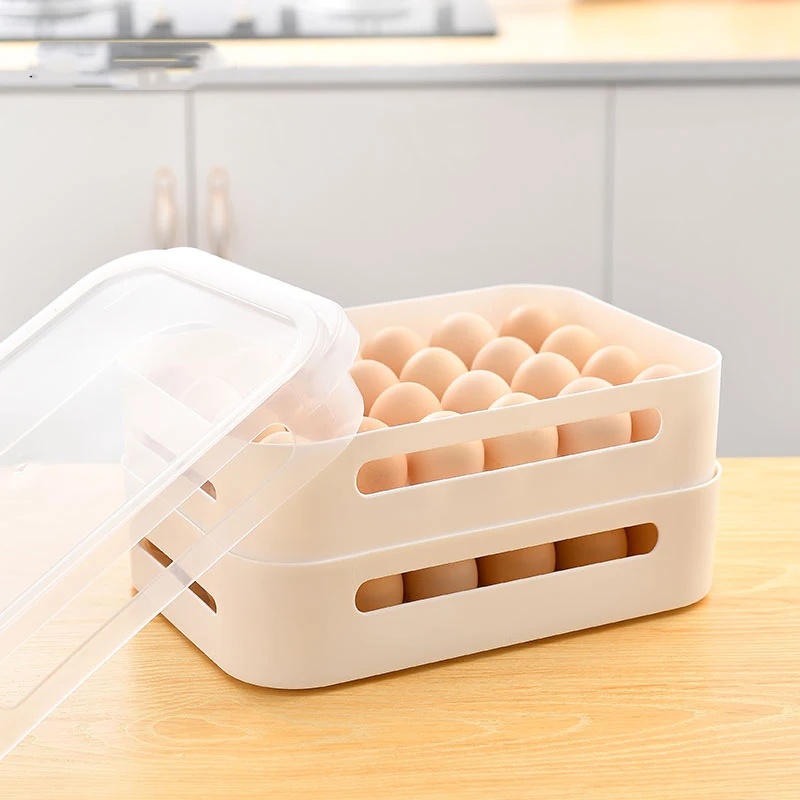 

24 Grid Kitchen Crisper Plastic Egg Container Case Refrigerator Food Fresh Shelf Storage Box Fridge Tools Portable Egg Organizer