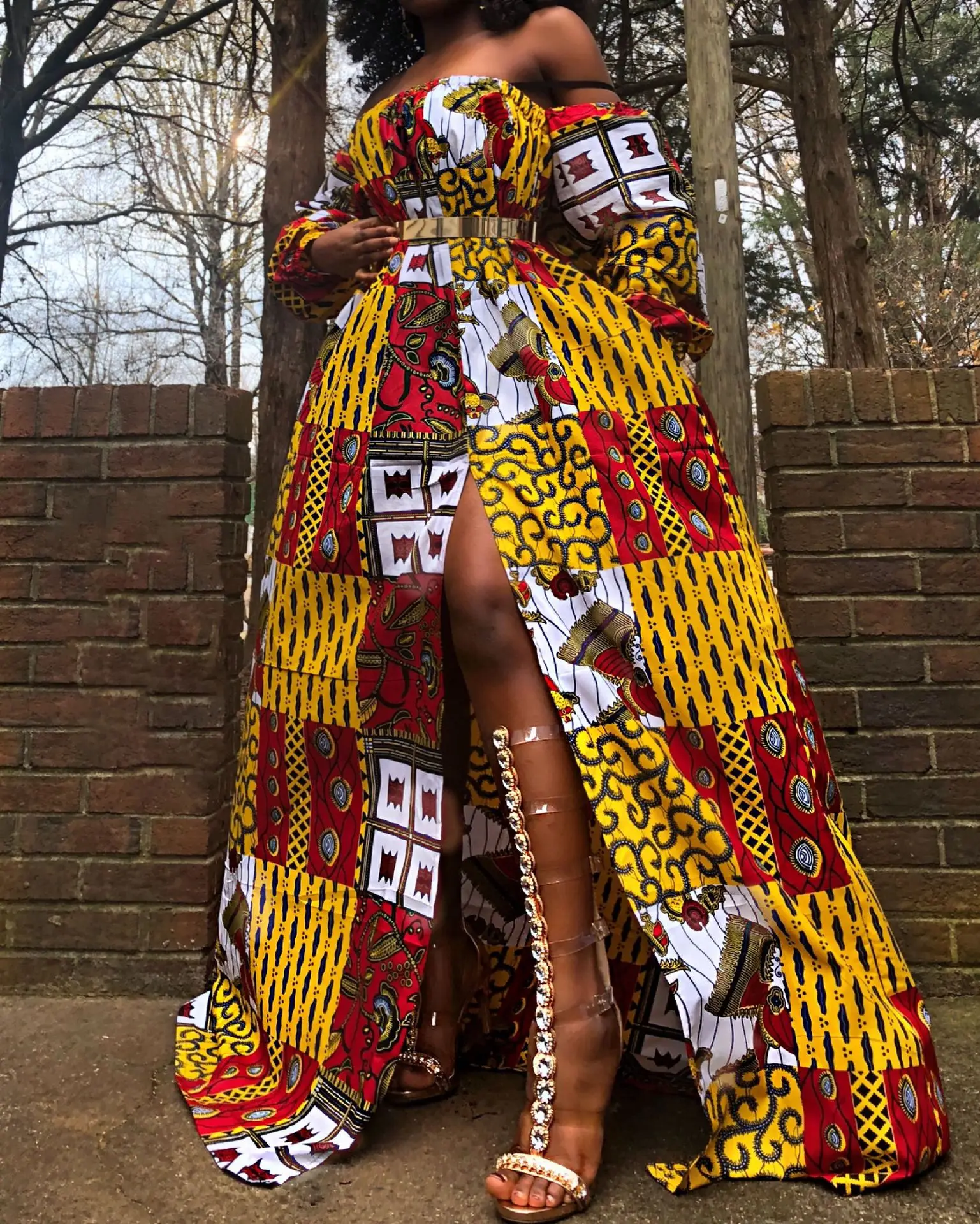 

2021 African Dresses Women Long Sleeve Dashiki Robe Summer Off Shoulder Dress Ladies African Clothing African Clothes