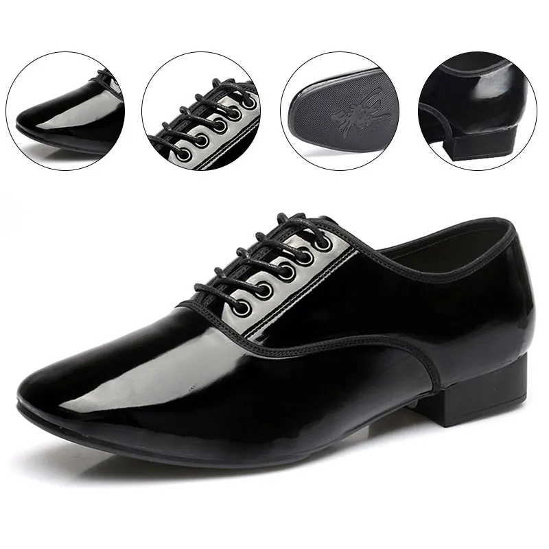 Hipposeus New style Brand New Modern Men's Boy's Ballroom Tango Latin Dance Shoes Man Leather surface Lacquer surface Hole