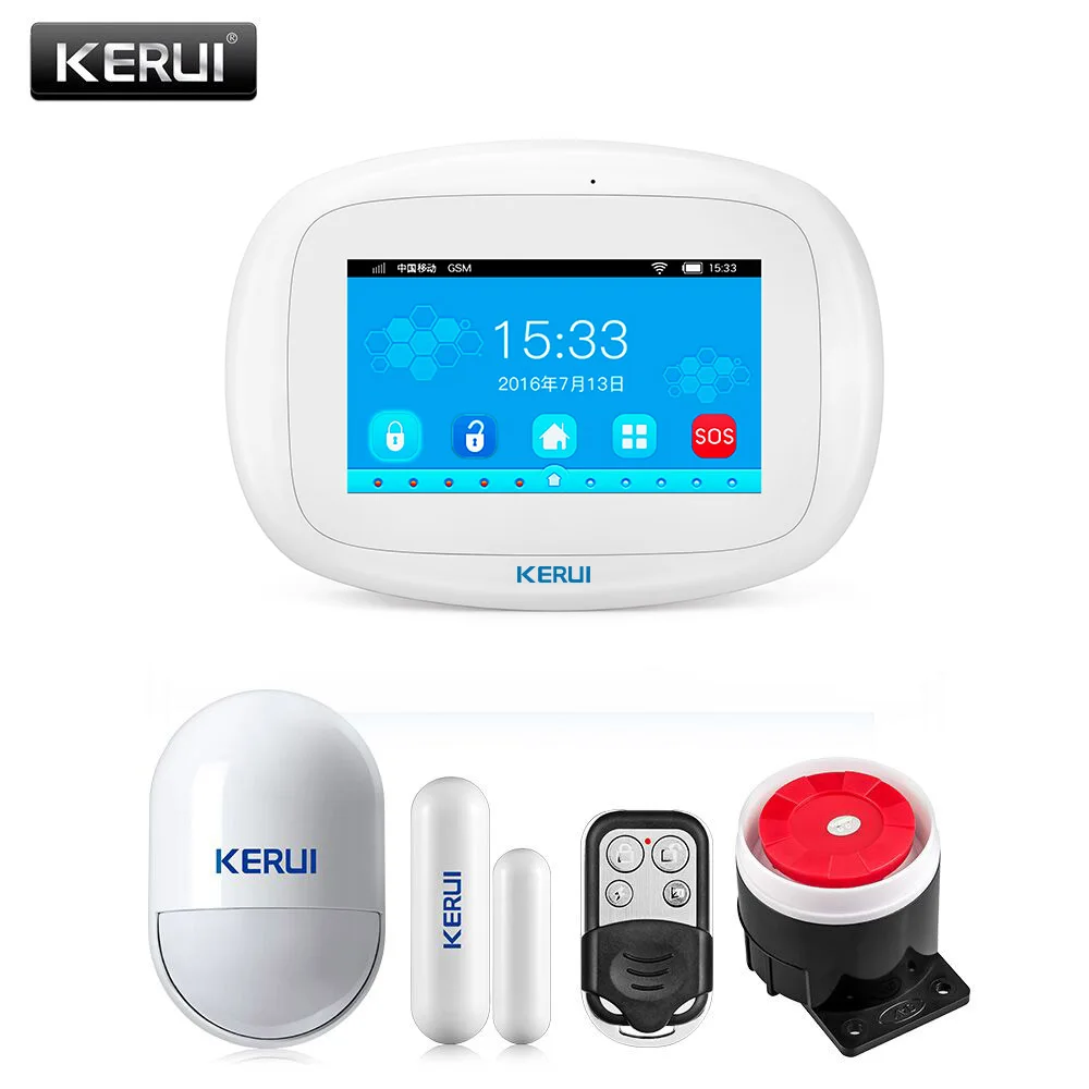 KERUI K7 дома WI-FI сигнализации костюм 7 дюйма TFT Цвет Дисплей GSM безопасности Smart Жилых Alarmas де Seguridad para Casa - Цвет: kit 1