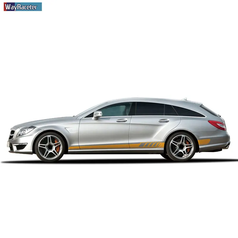 Наклейка на юбку в полоску сбоку для Mercedes Benz CLS Class W219 C219 W218 C218 X218 C257 CLS63 AMG|Наклейки