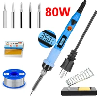 80w lcd adjustable temperature soldering iron kit stand welding irons tool wire