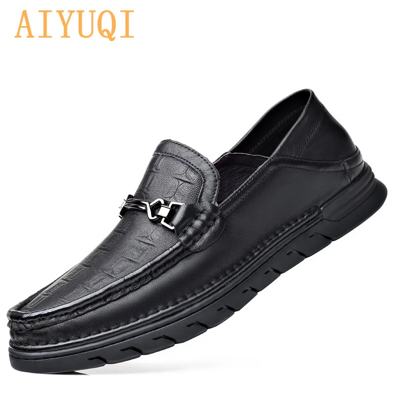 

AIYUQI Genuine Leather Men's Loafers 2021 Latest Spring Driving Casual Men's Peas Shoes Soft Sole Comfortable Shoes For Men