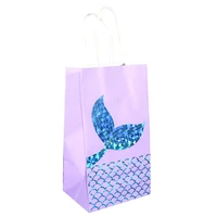 12pcsset mermaid theme party supplies tail paper bag kraft paper packaging bag gift bag baby shower candy box birthday party
