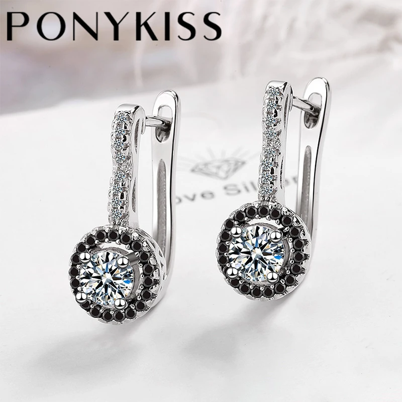 

Стильные круглые серьги PONYKISS из стерлингового серебра 925 пробы с фианитами, Женская Пряжка, Изящные Ювелирные изделия в стиле панк, подарок, ...
