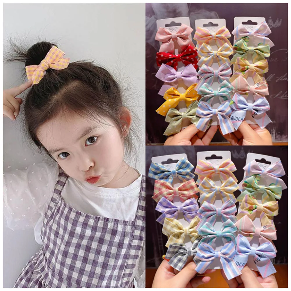 

5 шт./компл. новые милые заколки для волос в клетку с принтом звезд для девочек, детские милые заколки для волос, заколки, модные аксессуары с ...