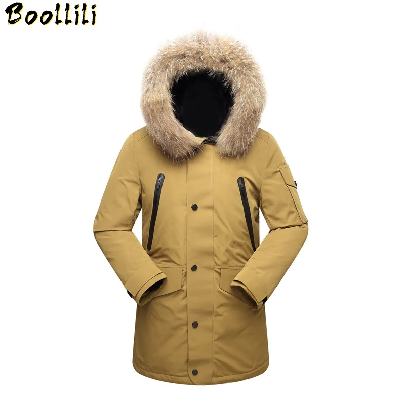 Меховая куртка с капюшоном на утином пуху мужские теплые высококачественные