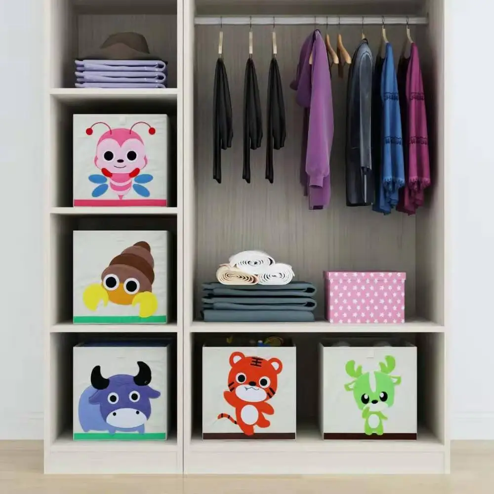 

New Cartoon Kids Toy Storage Boxes Foldable Storage Bucket Dirty Clothes Basket Sundries Cosmetics Storage Bins