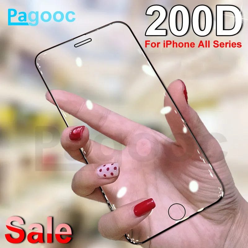Защитное стекло 200D для iPhone 6S 6 7 8 Plus X XS XR 11Pro Max|Защитные стёкла и плёнки телефонов| |