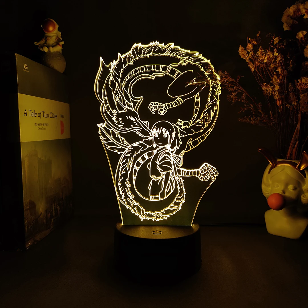 

Chihiro Spirited Away Anime LED Lights Home Holiday Atmosphere Lighting Decoration Kids Bedroom Manga Figure White Dragon Lamp