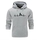 Толстовка мужская с капюшоном, Байкерский свитшот с рисунком сердцебиения и езды на горном велосипеде, забавная уличная одежда в стиле хип-хоп, брендовый Топ, Осень-зима