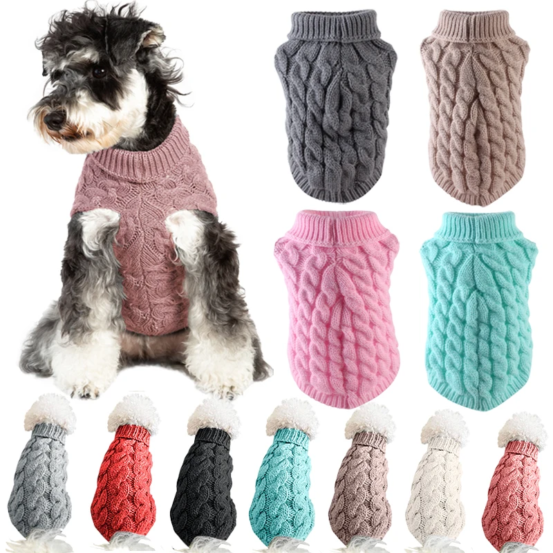 

Winter Sweater Pet Clothes for Dog Cat Turtleneck Solid Color Pet Clothing Chihuahua Outfit Vest Costume Coat Pet Supplies