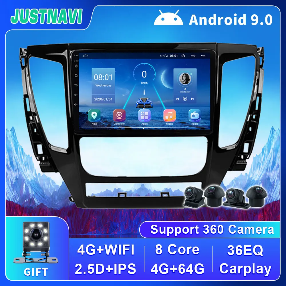 

Car Radio GPS For Mitsubishi Triton L200 Pajero Sport 2016-2018 Android 9.0 4G 64G Carplay DSP Multimedia Video Player Navi 9"