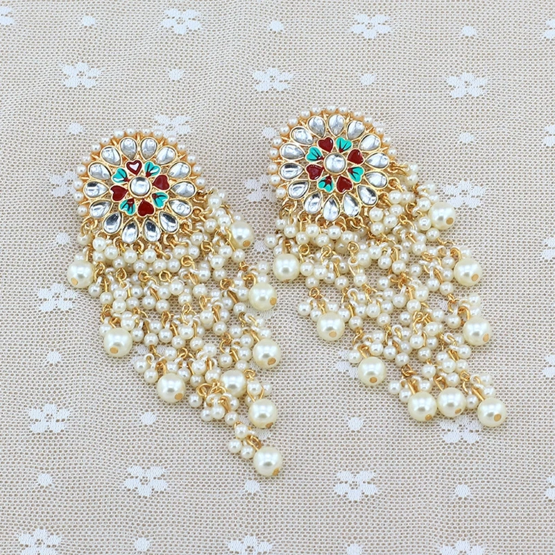 Женские болливудские этнические Свадебные Серьги Kundan жемчужные Jhumka Jhumki