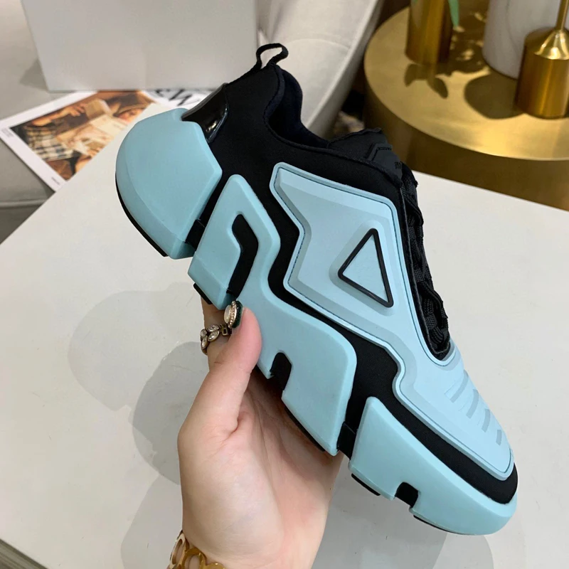 

2020 Runway Designer Sneakers Genuine Leather Walking Shoes Women Thick Sole Running Shoes Ladies Trainers Female Vulcanize Shoe