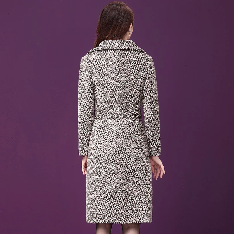 Зимние шерстяные пальто из твида новинка 2020 женская модная коричневая клетчатая