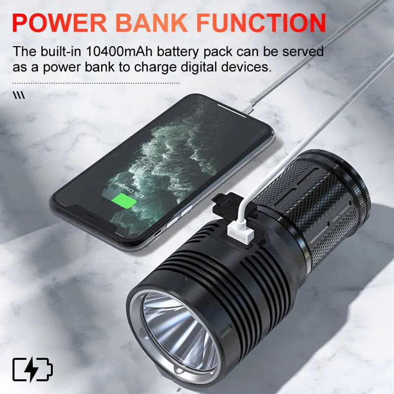 Перезаряжаемый светодиодный фонарик 3000 люмен цифровой дисплей