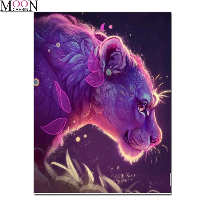 5D алмазная живопись сделай сам вышивка крестиком фиолетовая леопардовая мозаика