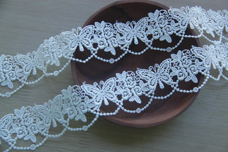 

2 м белый бабочка полый Венецианская кружевная отделка полиэфирная швейная аппликация для рукоделия для свадебное платье