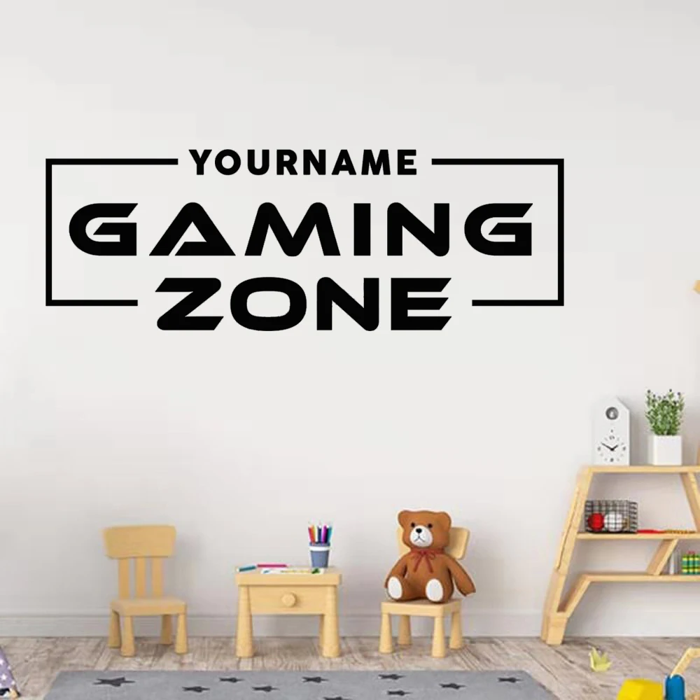 Custom Name Gaming Zone wall decal Vinyl Eat Sleep Game Controller video game wall Sticker personalised Name Playroom Decor